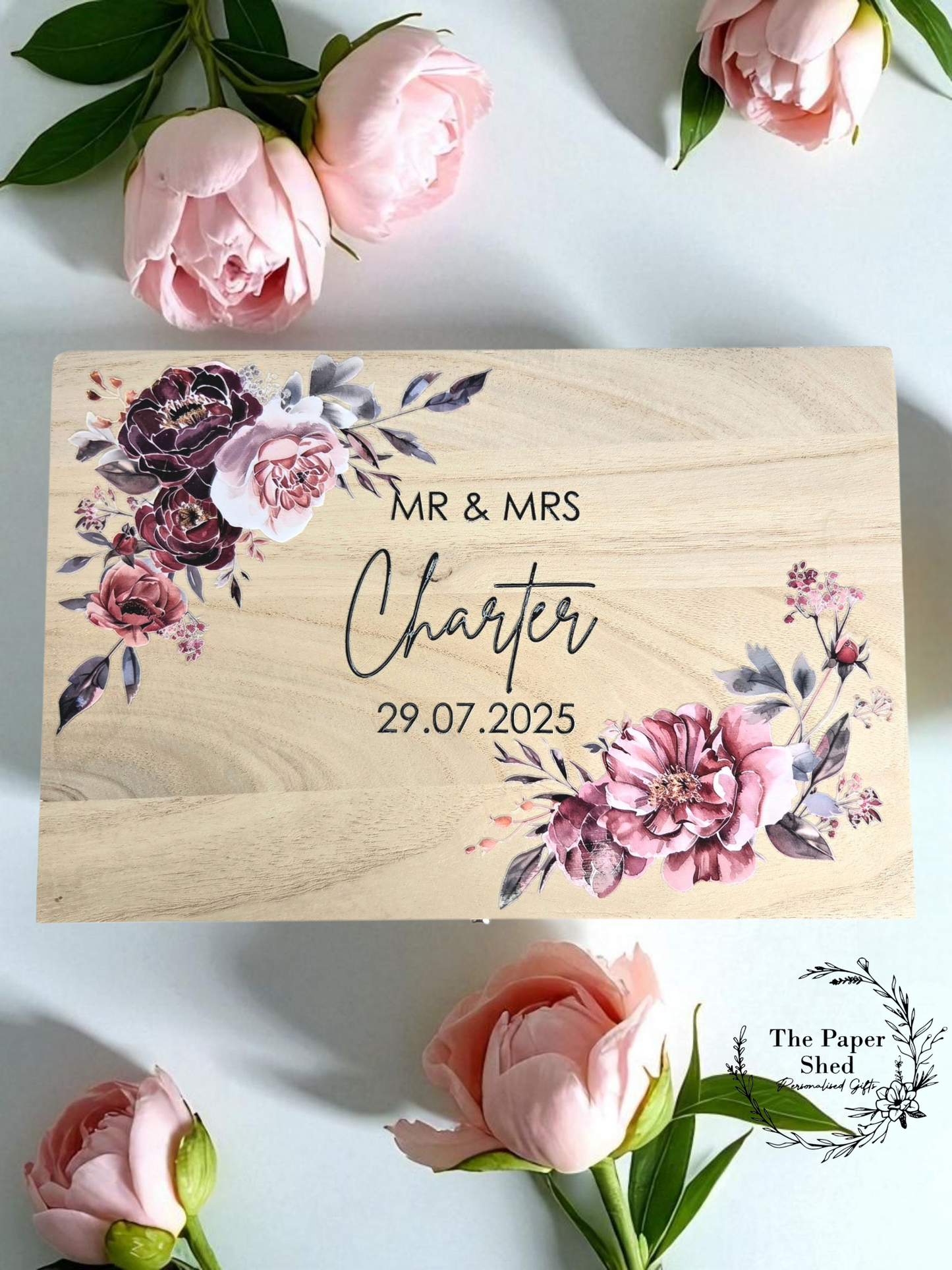 Couples' Floral Wedding Day Keepsake Memory Box