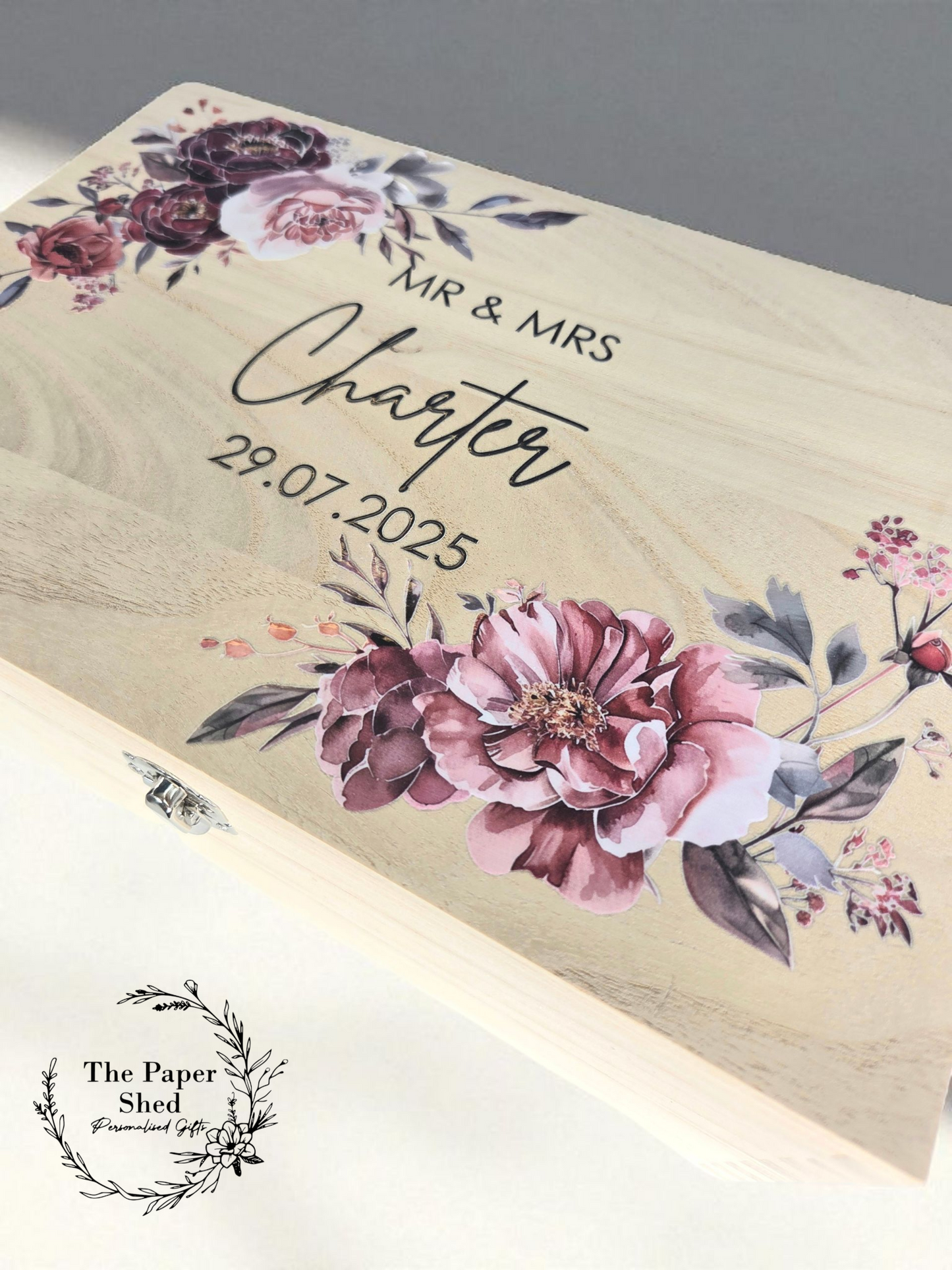 Couples' Floral Wedding Day Keepsake Memory Box