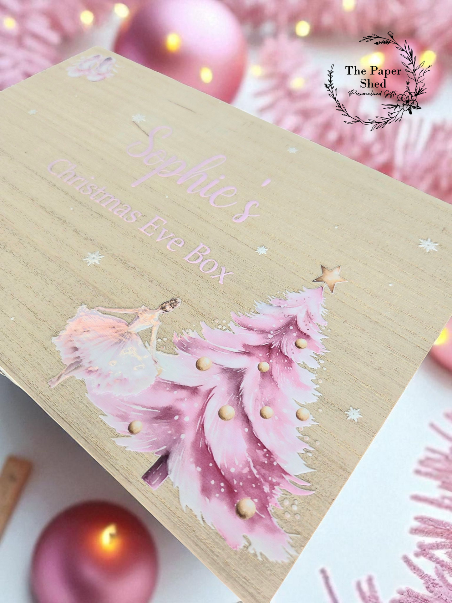 Personalised Pink Christmas Eve Box Ballerina Christmas Tree