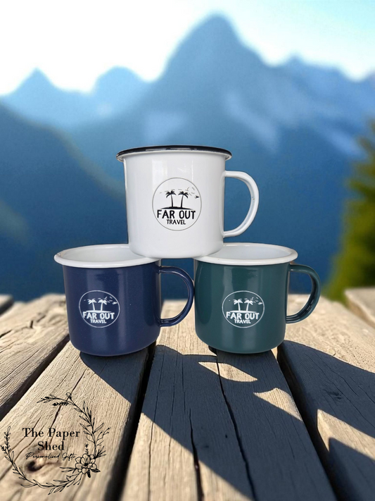 FAR OUT TRAVEL Enamel Camping Mugs