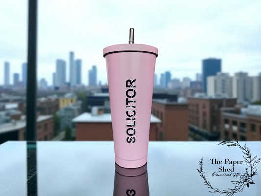 Custom Name and Profession Pastel tall 600ml insulated personalised tumbler with lid and straw metal Doctor, Nurse, Vet, Firefighter