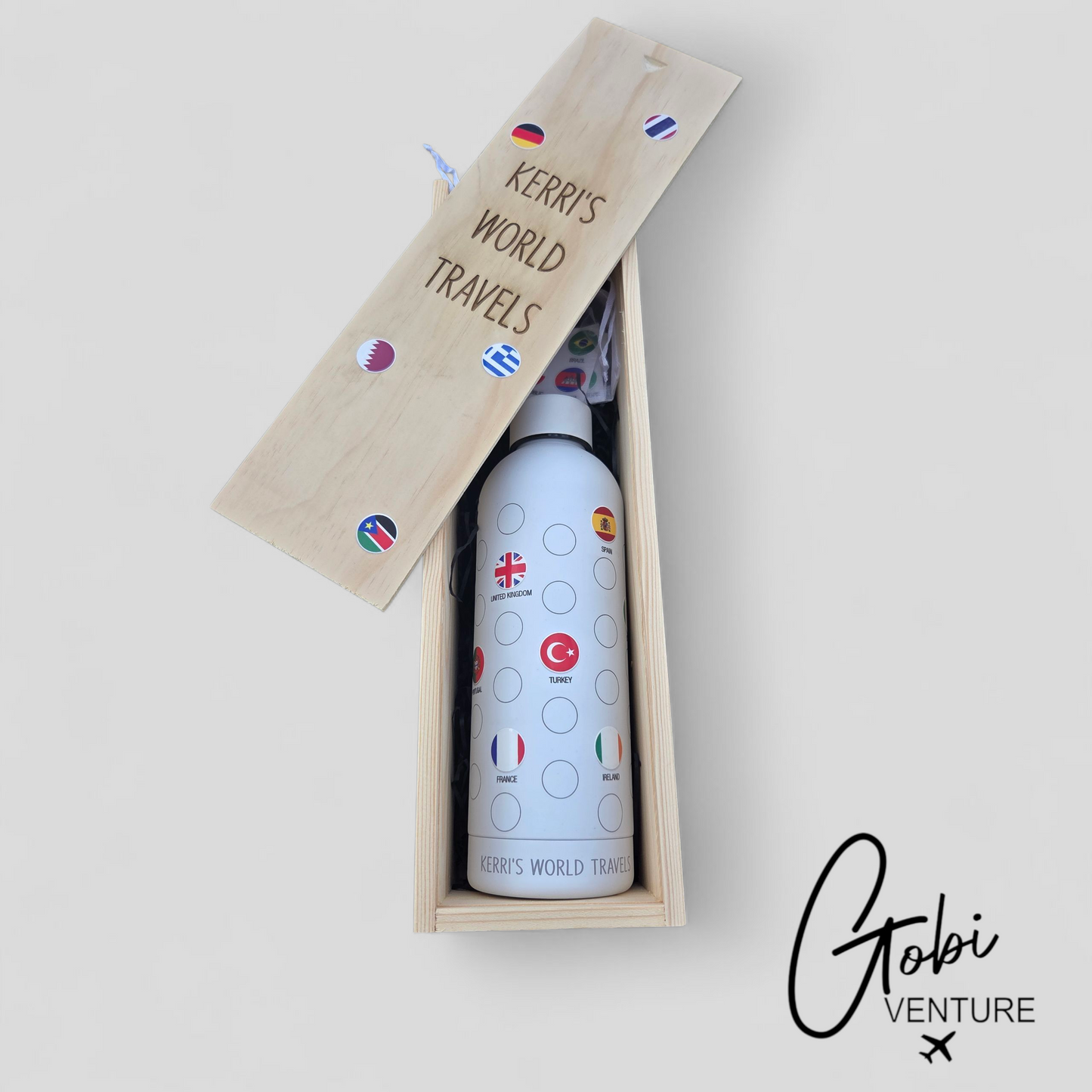 GOBI Venture World Map Edition 500ml Thermal Bottle Self Application World Flag Transfers