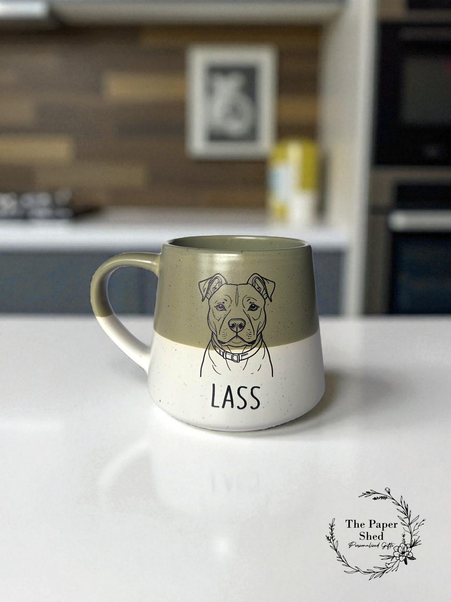Dog Personalised Scribble Stripe Speckled Mug Custom Design