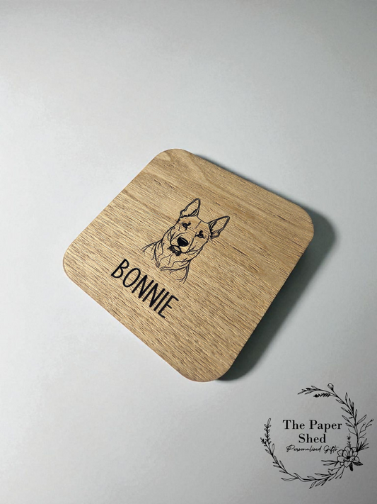 Custom Scribble Dog Personalised Name Engraved Drinks Coasters - Pick your own dog