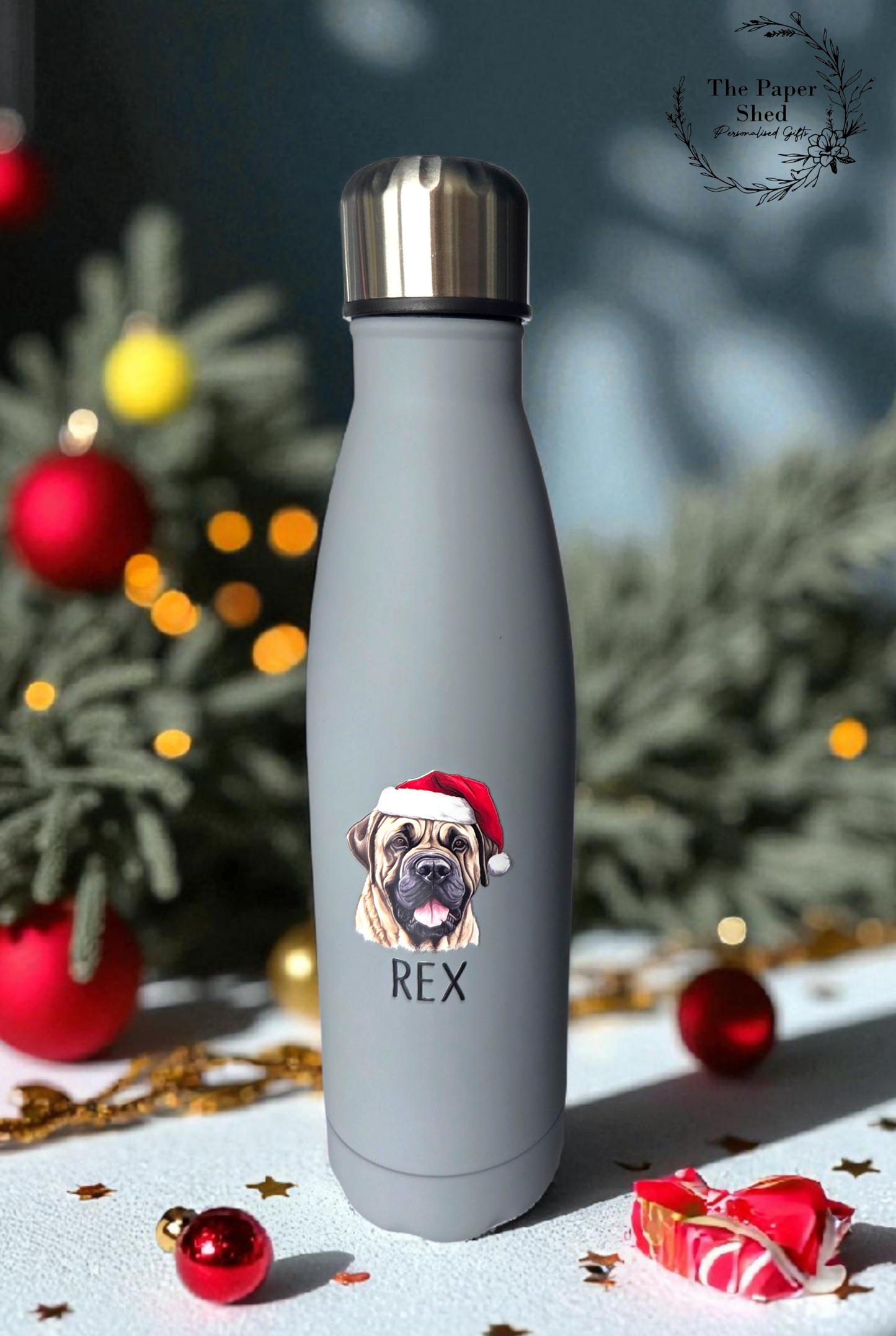 Personalised Pet Dog Breed Thermal Water Bottle Name Christmas Gift Version 1 Sports Bottle