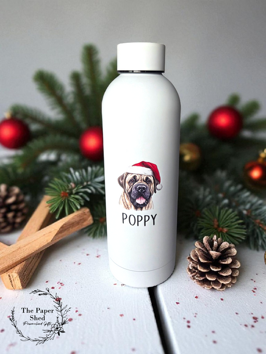 Personalised Pet Dog Breed Thermal Water Bottle Name Christmas Gift