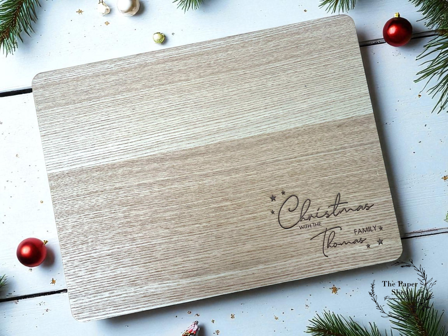 Engraved personalised Family Christmas Wooden Placemats and Drinks Coaster Sets Festive Dinner Table