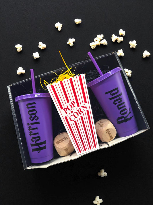 Wizard Witch Themed Personalised Movie/Film night / hamper box, popcorn, name, cinema, tumbler, drink, cup, dice, Christmas Gift, birthday