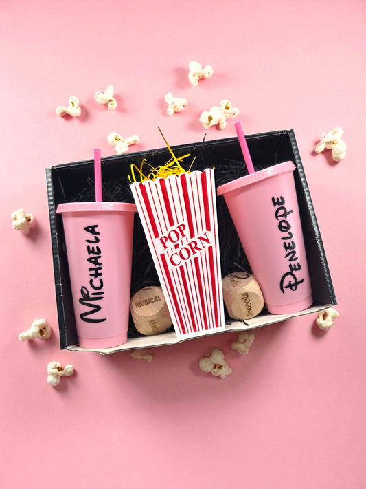 Princess Prince Themed Personalised Movie/Film night / hamper box, popcorn, name, cinema, tumbler, drink, cup, dice, Christmas Gift, birthday