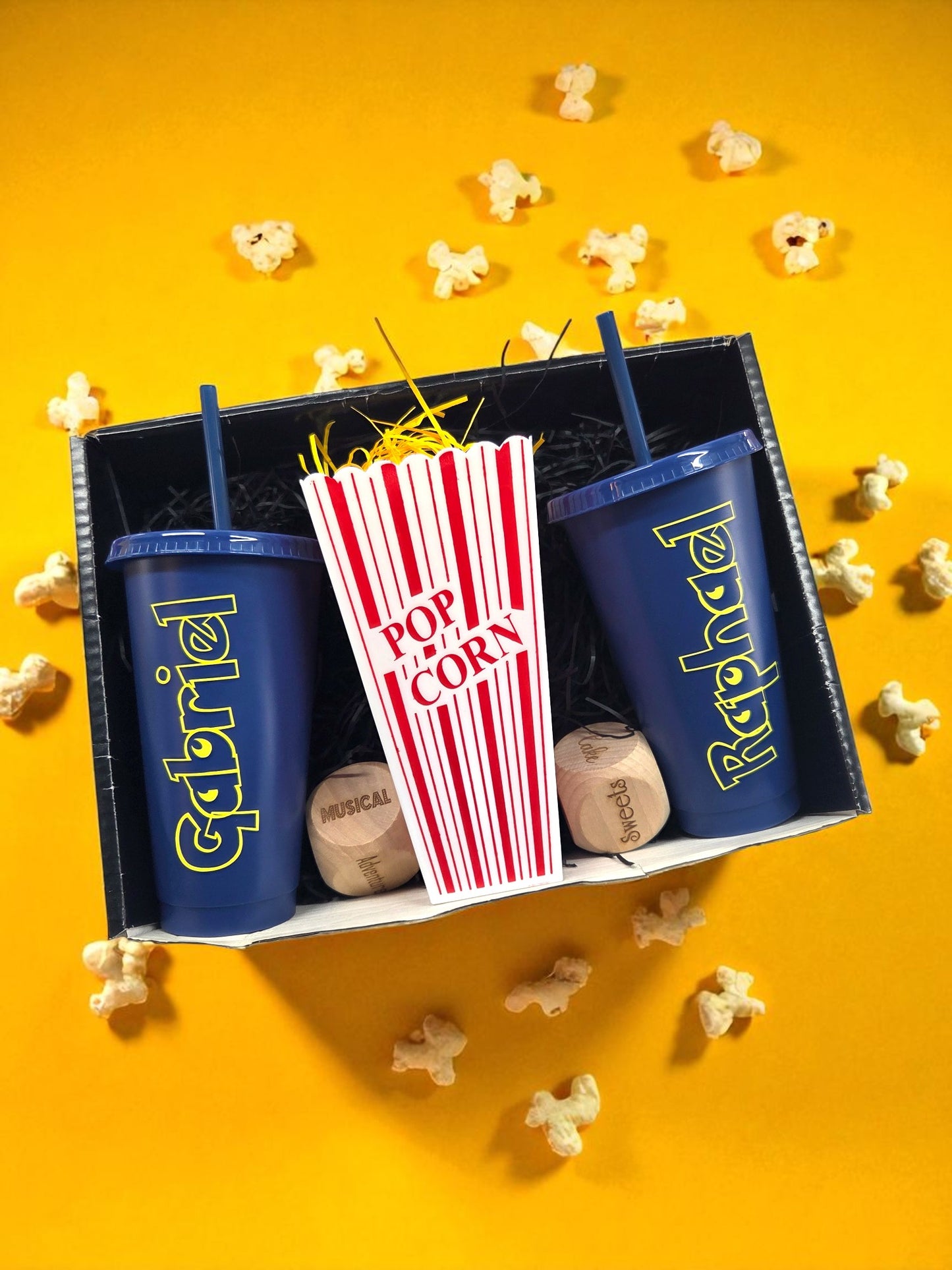 Cartoon Monsters Themed Personalised Movie/Film night / hamper box, popcorn, name, cinema, tumbler, drink, cup, dice, Christmas Gift, birthday