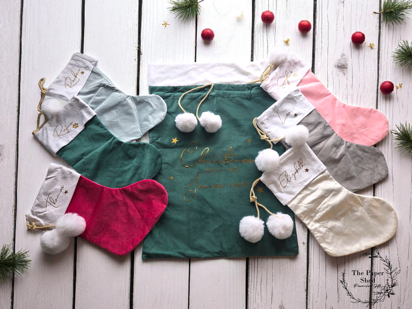 Christmas Velvet Family Santa Sack and Stocking Set Christmas Eve Day presents Gifts