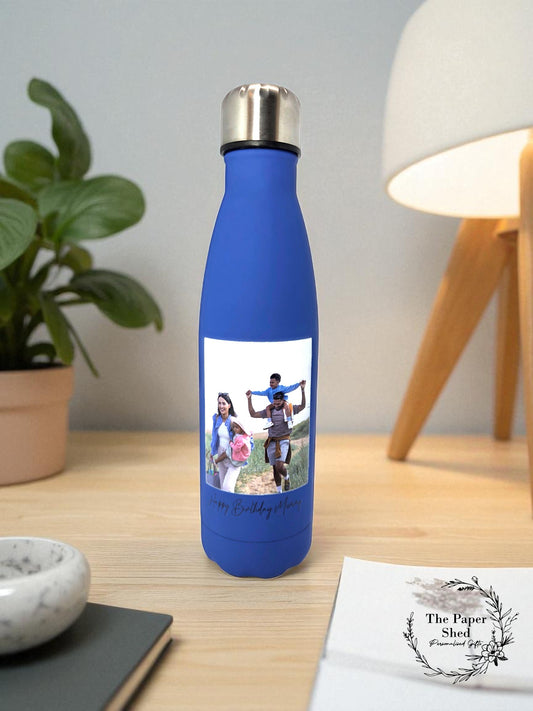 Personalised Photo Printed Thermal Water Bottle Family Birthday Special Gift Family Pet Daddy Mummy Grandad Nanny