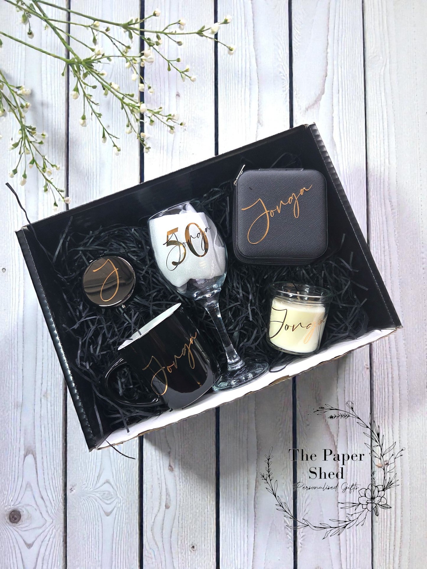 Birthday Hamper Gift Set - Personalised Special Birthday Present -Wine glass- For Her - 21st, 30th, 40th  18th Big Birthday Age number