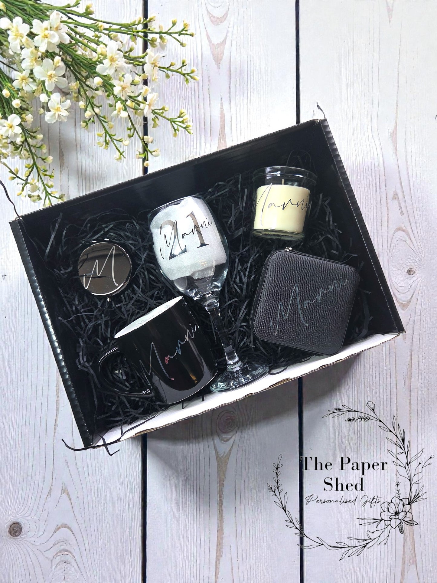 Birthday Hamper Gift Set - Personalised Special Birthday Present -Wine glass- For Her - 21st, 30th, 40th  18th Big Birthday Age number