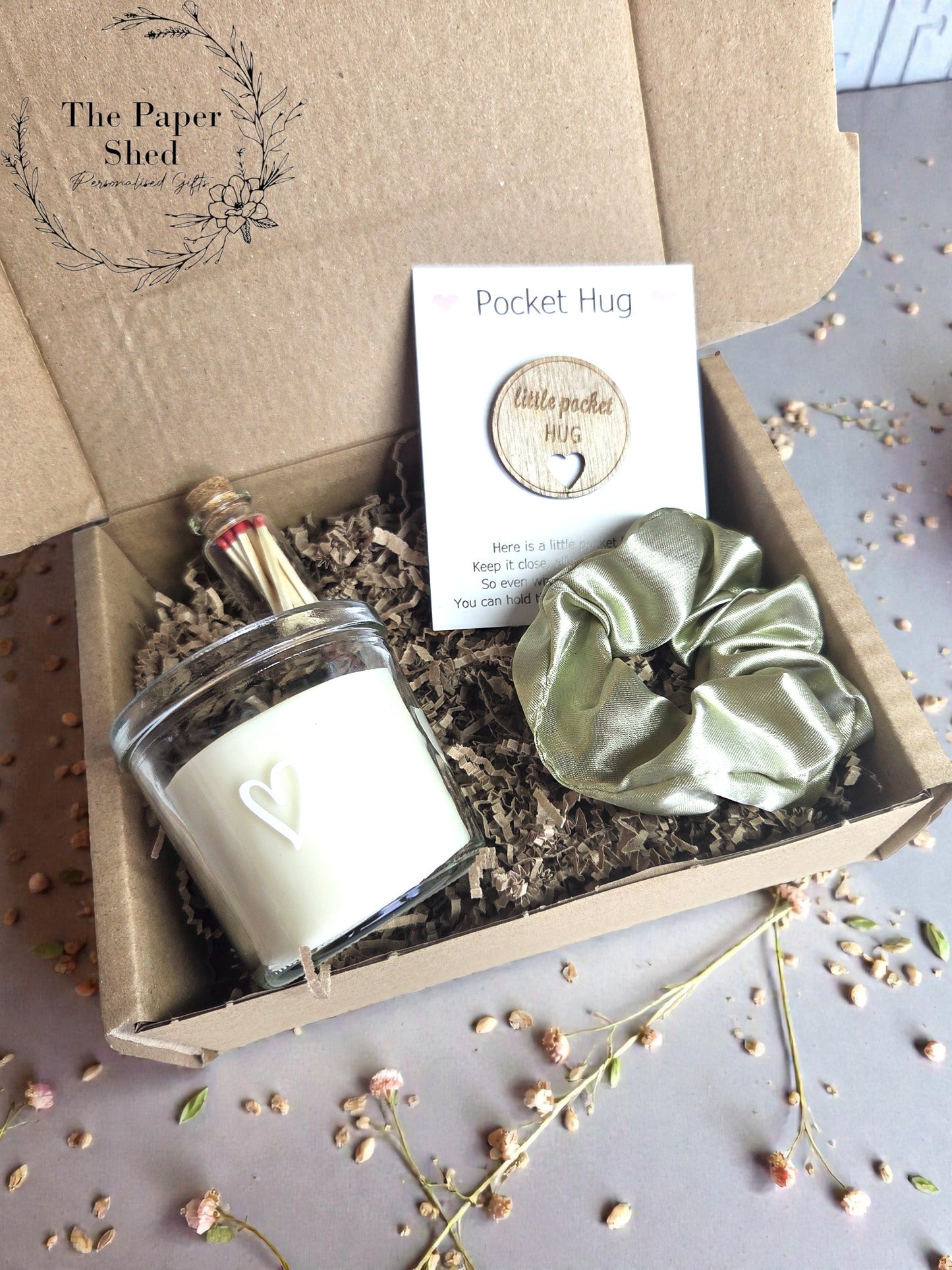 Hug Gift Box Candle Scrunchie Pocket Hug Special Gift Heart for her Hamper