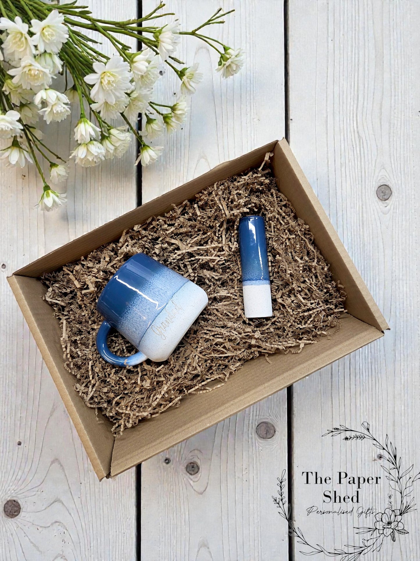 Glazed Engraved Mug Personalised Birthday Gift Set Hamper Bud Vase