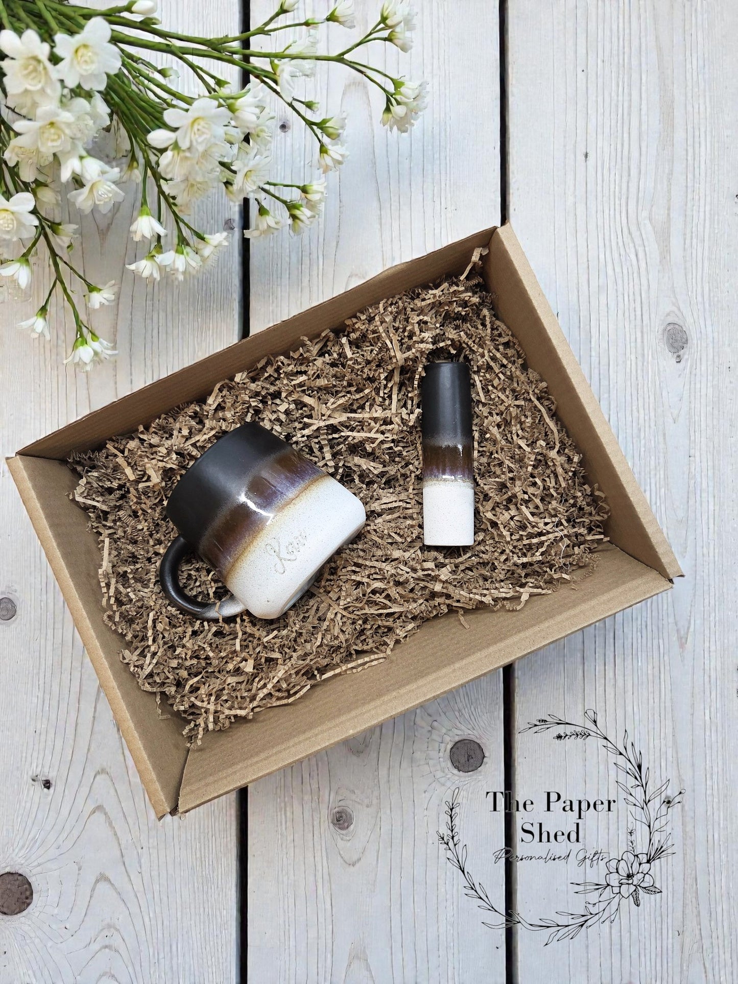 Glazed Engraved Mug Personalised Birthday Gift Set Hamper Bud Vase