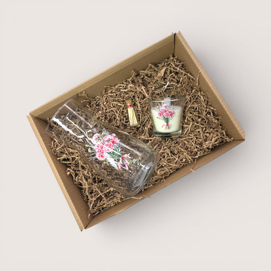 Mothers Day Gift Set Vase Flowers Personalised