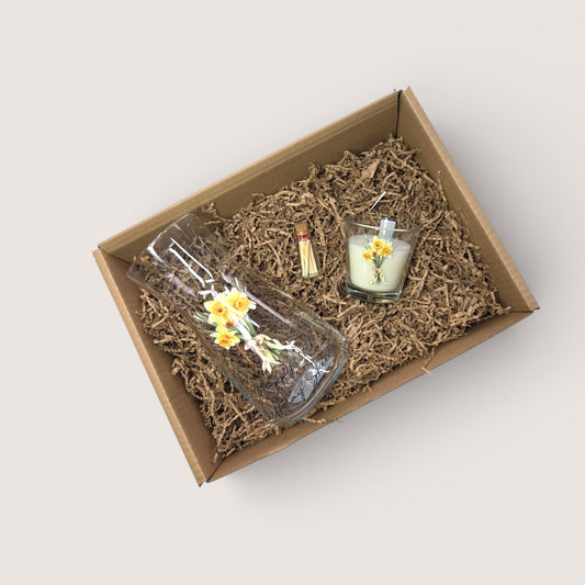 Birthday Gift Set Vase Flowers Personalised Nan Mum