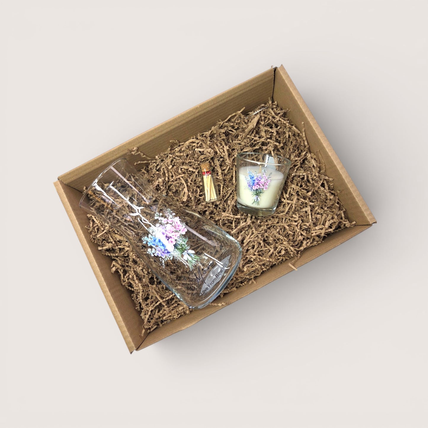 Birthday Gift Set Vase Flowers Personalised Nan Mum