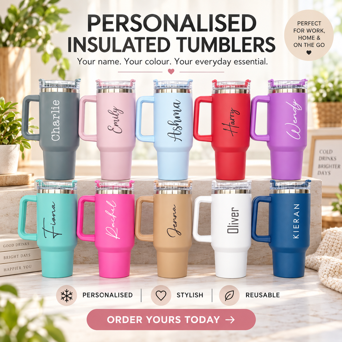 Personalised or Blank Large 40oz Quench Travel Mugs Thermal Birthday Gift Wedding  Bridesmaid