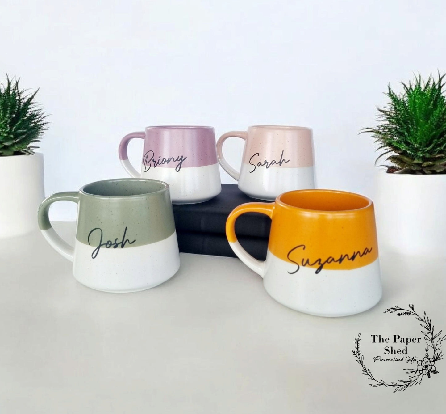 Speckled Pattern Personalised Drink Mug with Name - Pastel Bright 6 Colours