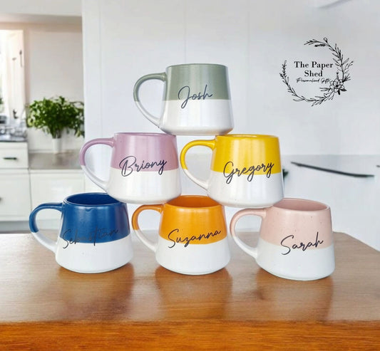 Speckled Pattern Personalised Drink Mug with Name - Pastel Bright 6 Colours