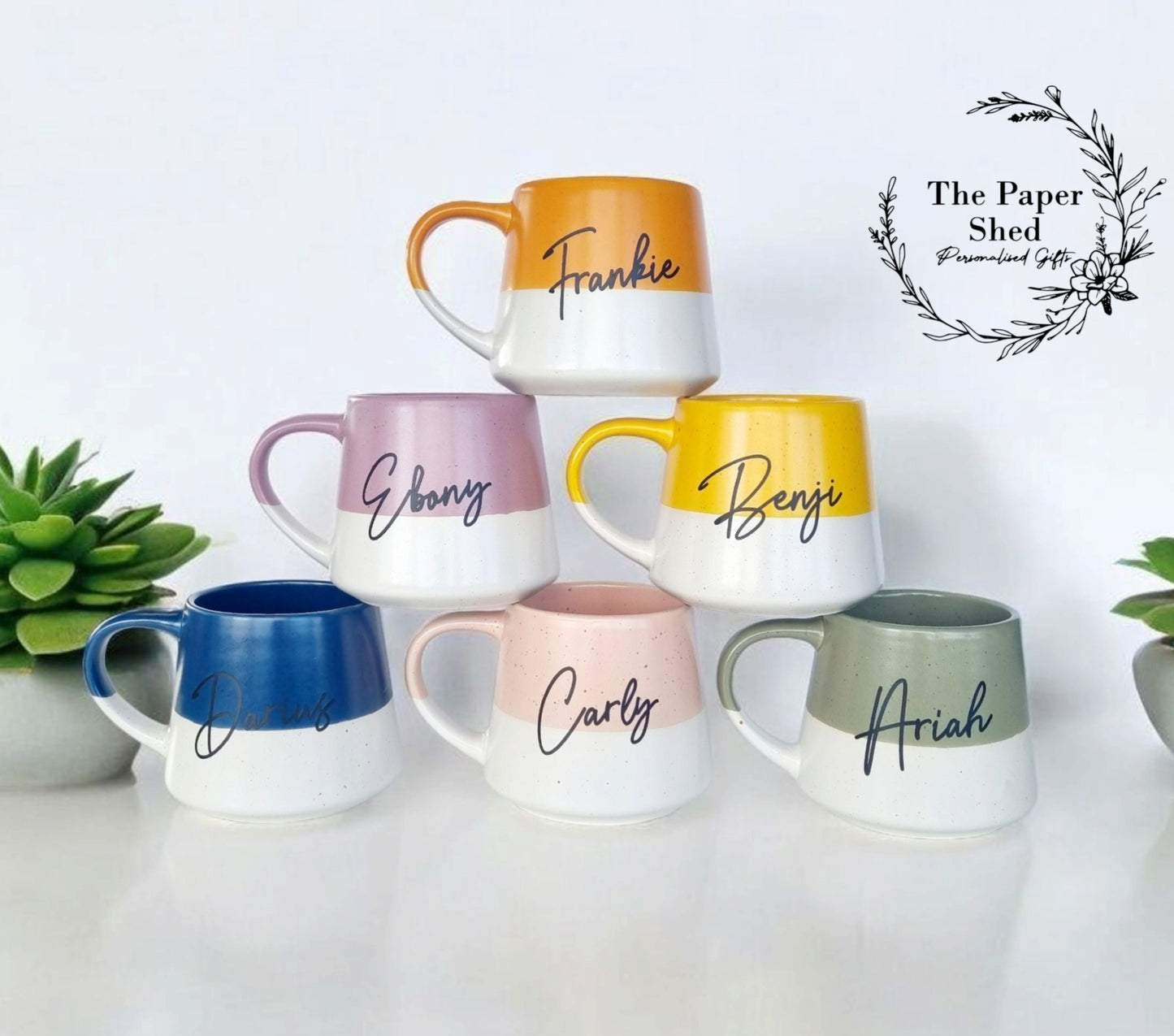 Speckled Pattern Personalised Drink Mug with Name - Pastel Bright 6 Colours