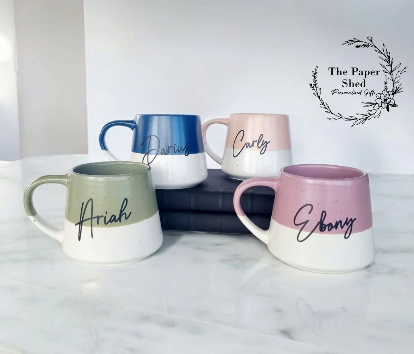 Speckled Pattern Personalised Drink Mug with Name - Pastel Bright 6 Colours