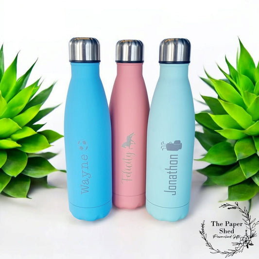 Personalised Name Own Font Image Emoji Thermal Water Bottle Engraved