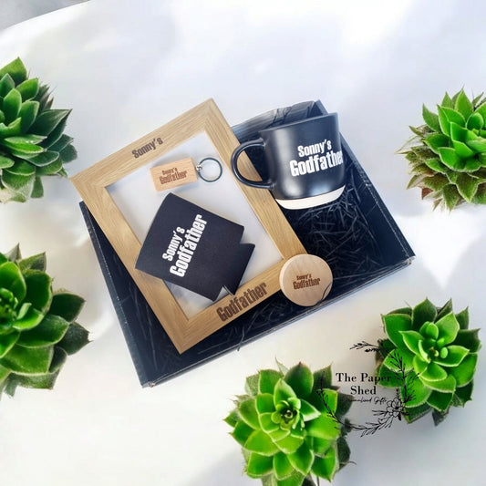 Godfather - Gift Set - God Father Hamper-Present-Christening-Baptism-Mug-Frame-glass