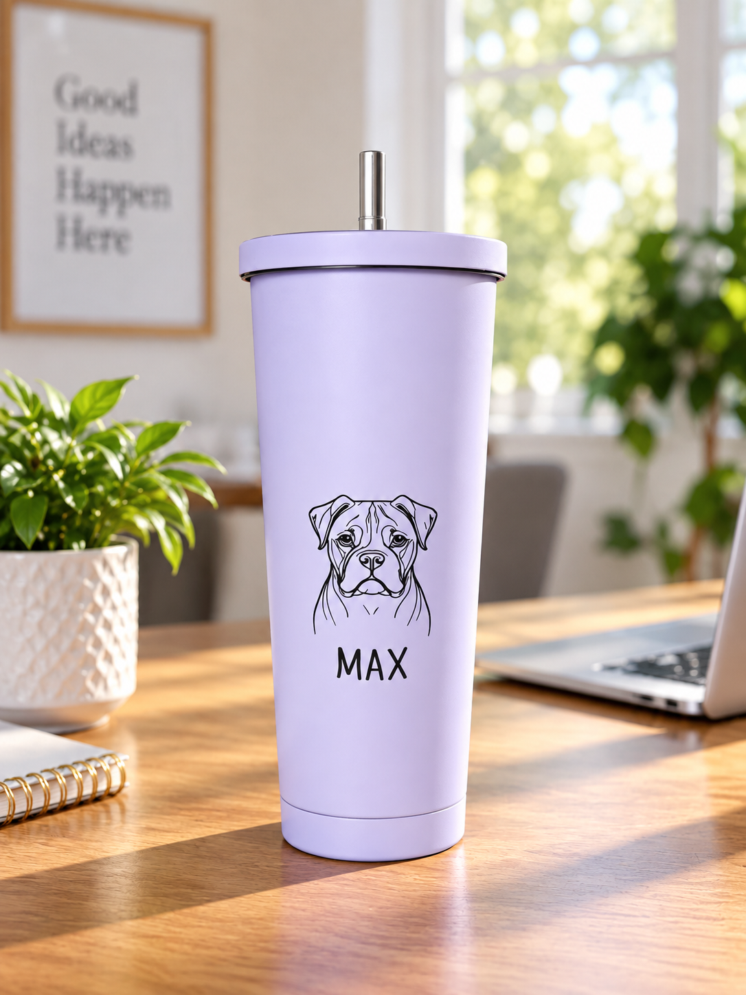 Personalised Custom Dog Scribble Tumbler With Straw Metal