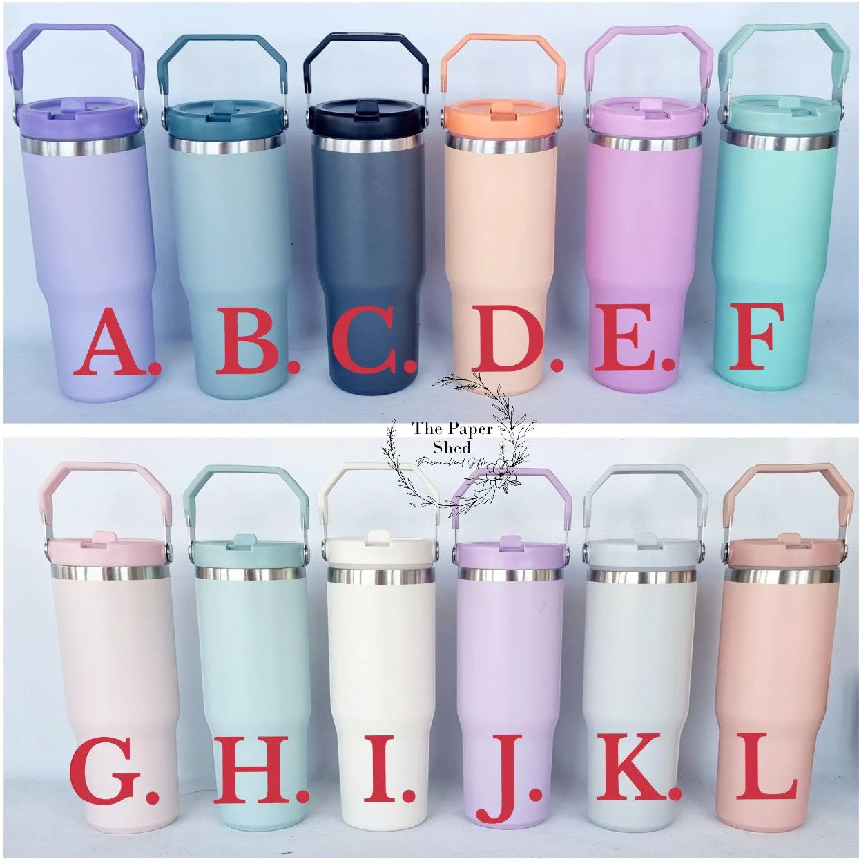 30oz Cup With Handle Thermal Insulated Personalised Name Pastels