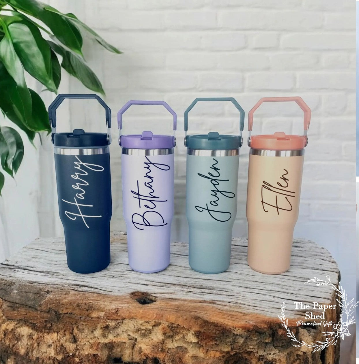 30oz Cup With Handle Thermal Insulated Personalised Name Pastels