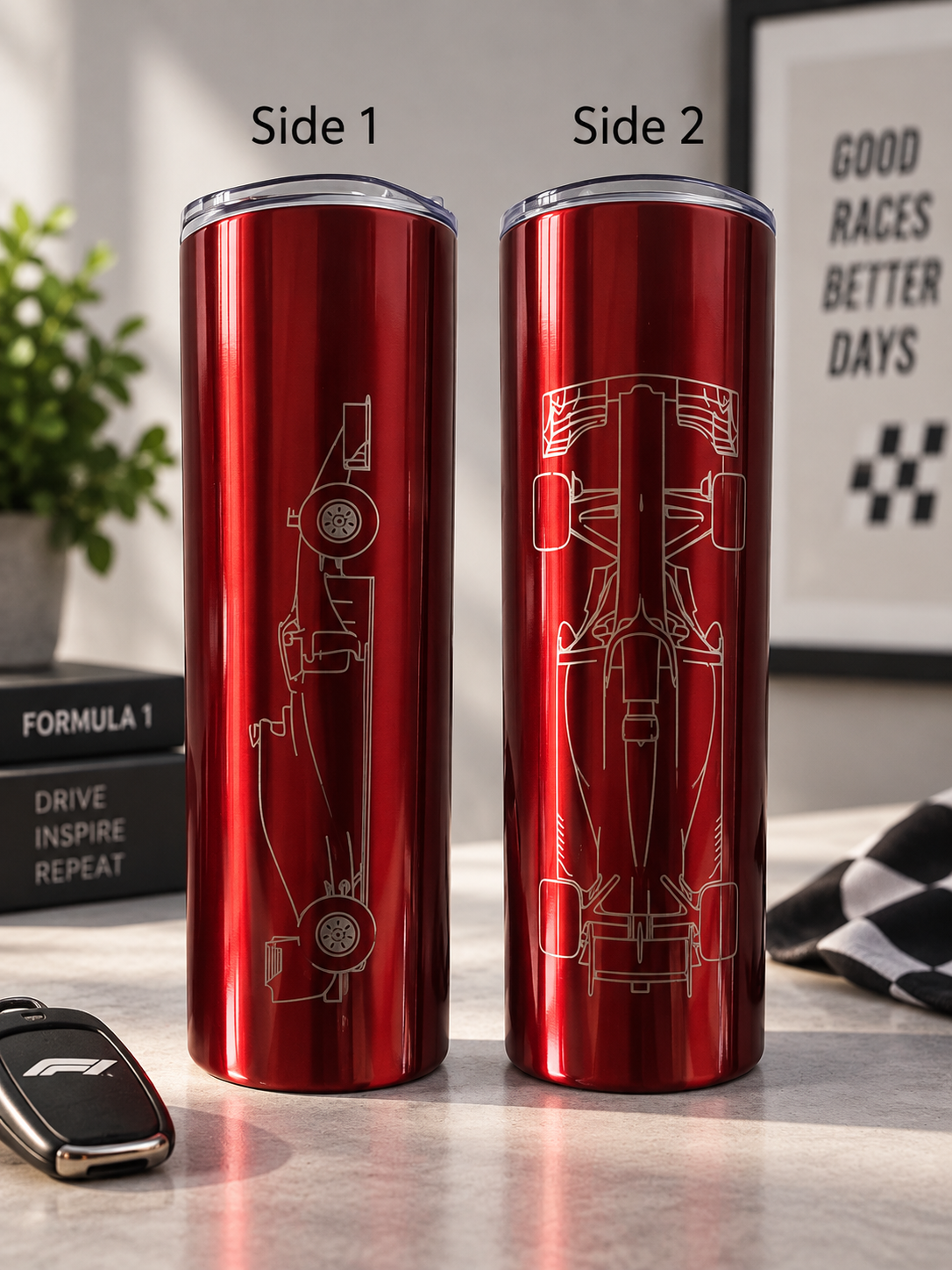 F1 inspired Silverstone Bottle Tumbler With Straw Engraved Tracks Formula Car