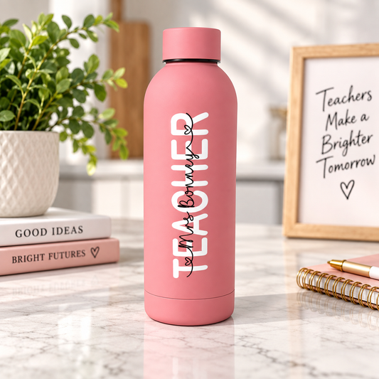Teacher Thank You Gift Occupation Firefighter Nurse Teacher School Personalised Name Thermal Water Bottle (Copy)