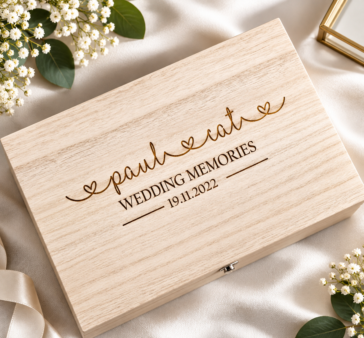 Couples Link Heart Keepsake Memory Box