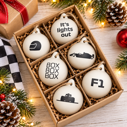 F1 Inspired Christmas Bauble Decorations 6pk