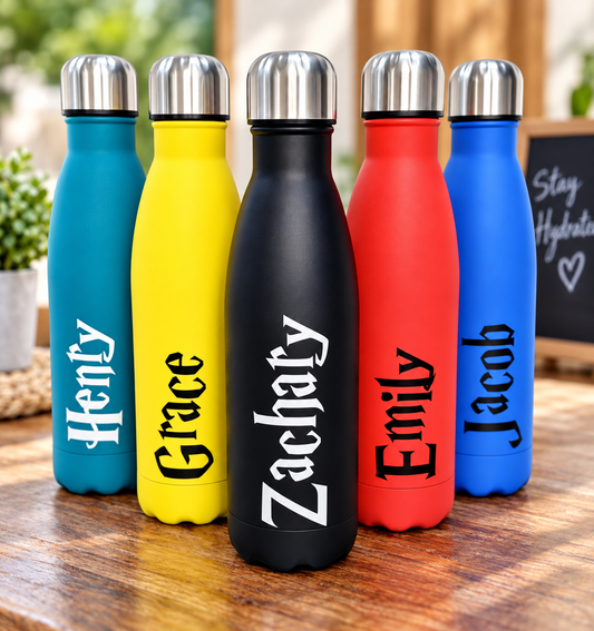 Personalised Name Thermal Water Bottle Customised Engraved V1 Wizard