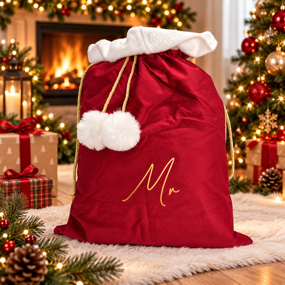 Velvet Christmas Santa Sack - Script Luxuary