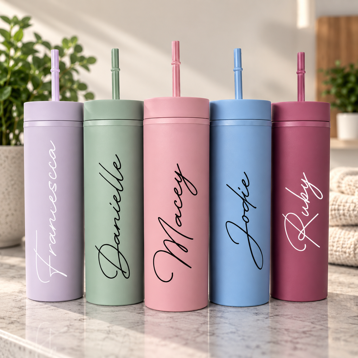 Skinny Tumbler Personalised Name Bridesmaid Bridal Wedding