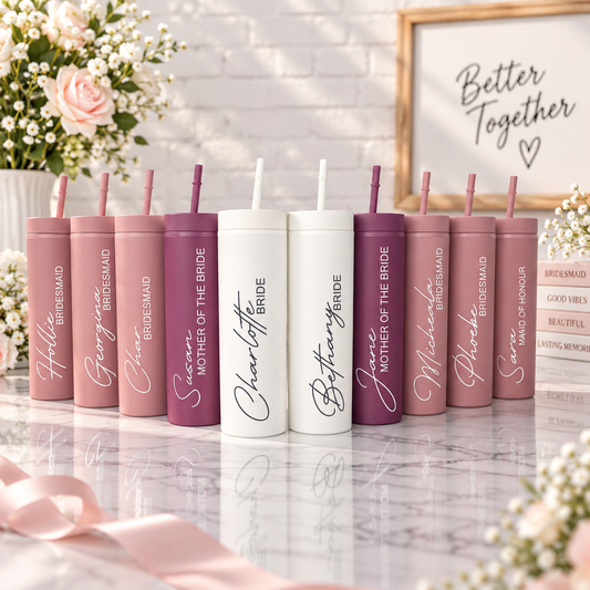 Skinny Tumbler Personalised Name Bridesmaid Bridal Wedding