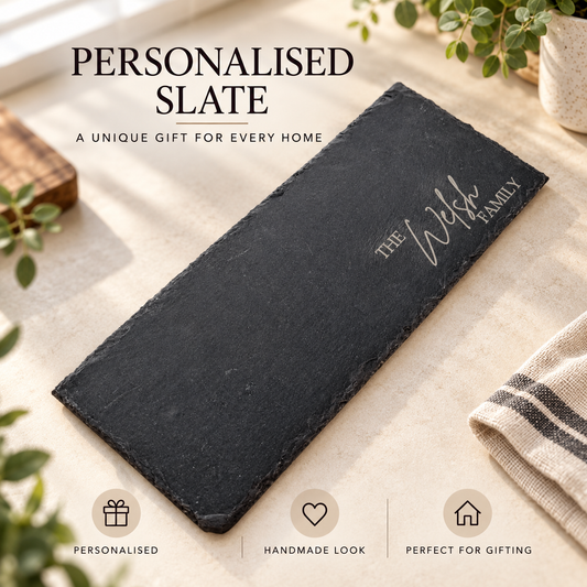 Engraved personalised Family Slate Platter Cheese Mezze Serving Platter tableware