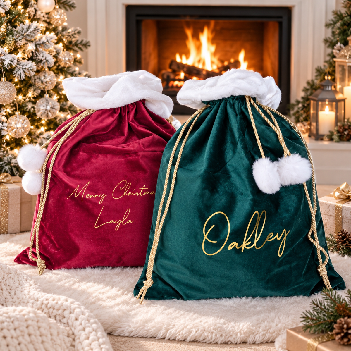 Velvet Christmas Santa Sack - Script Luxuary