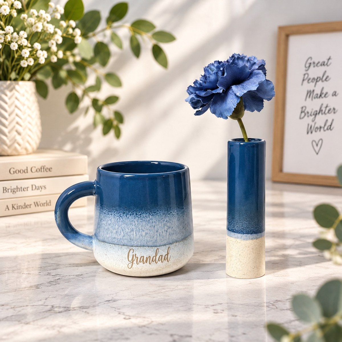 Glazed Engraved Mug Personalised Birthday Gift Set Hamper Bud Vase