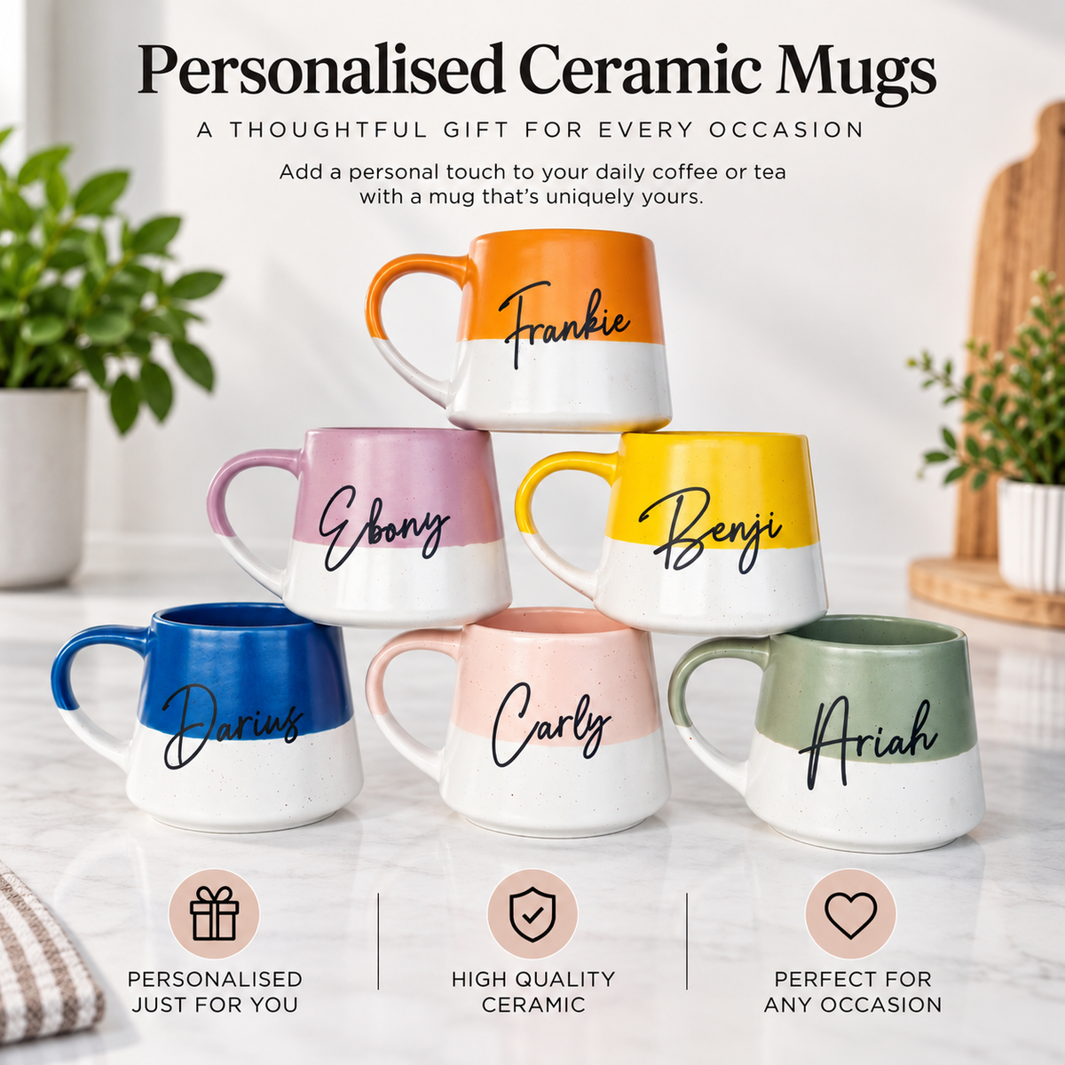 Speckled Pattern Personalised Drink Mug with Name - Pastel Bright 6 Colours