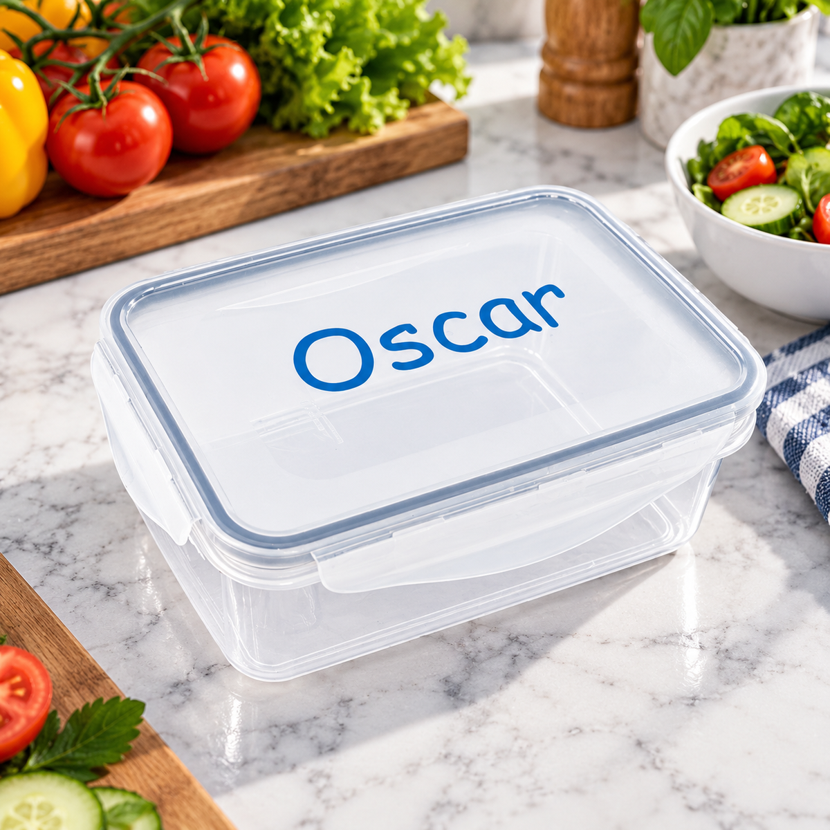 Plastic Clip Lid Lunchbox Personalised With Name