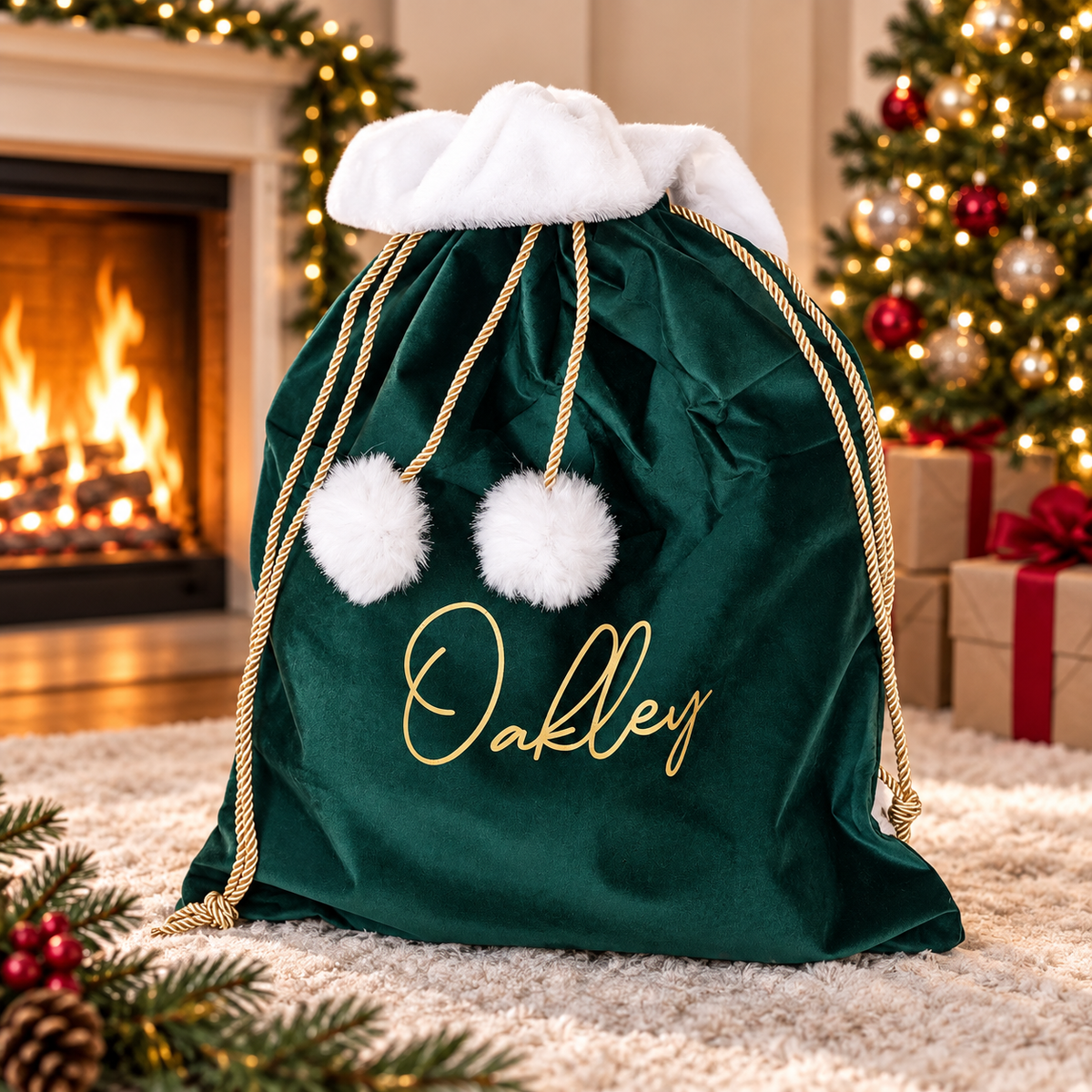 Velvet Christmas Santa Sack - Script Luxuary