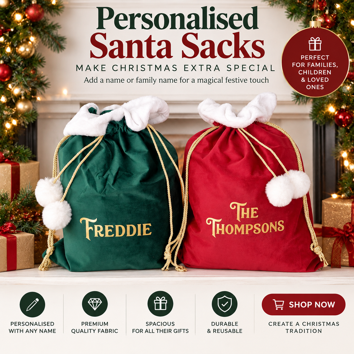Velvet Christmas Santa Sack Traditional Font