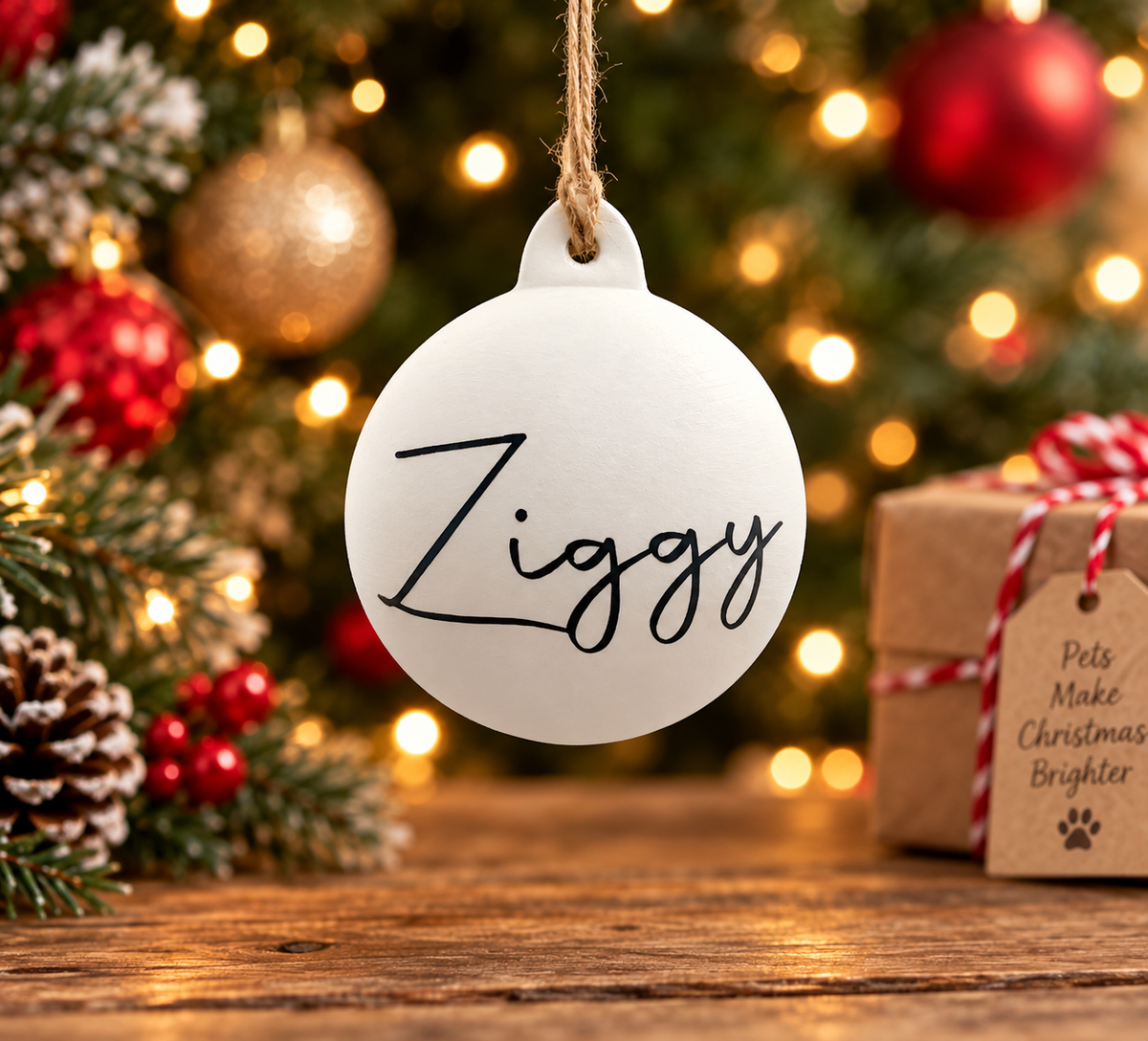 Personalised Ceramic Bauble Christmas  Tree Decoration With Name